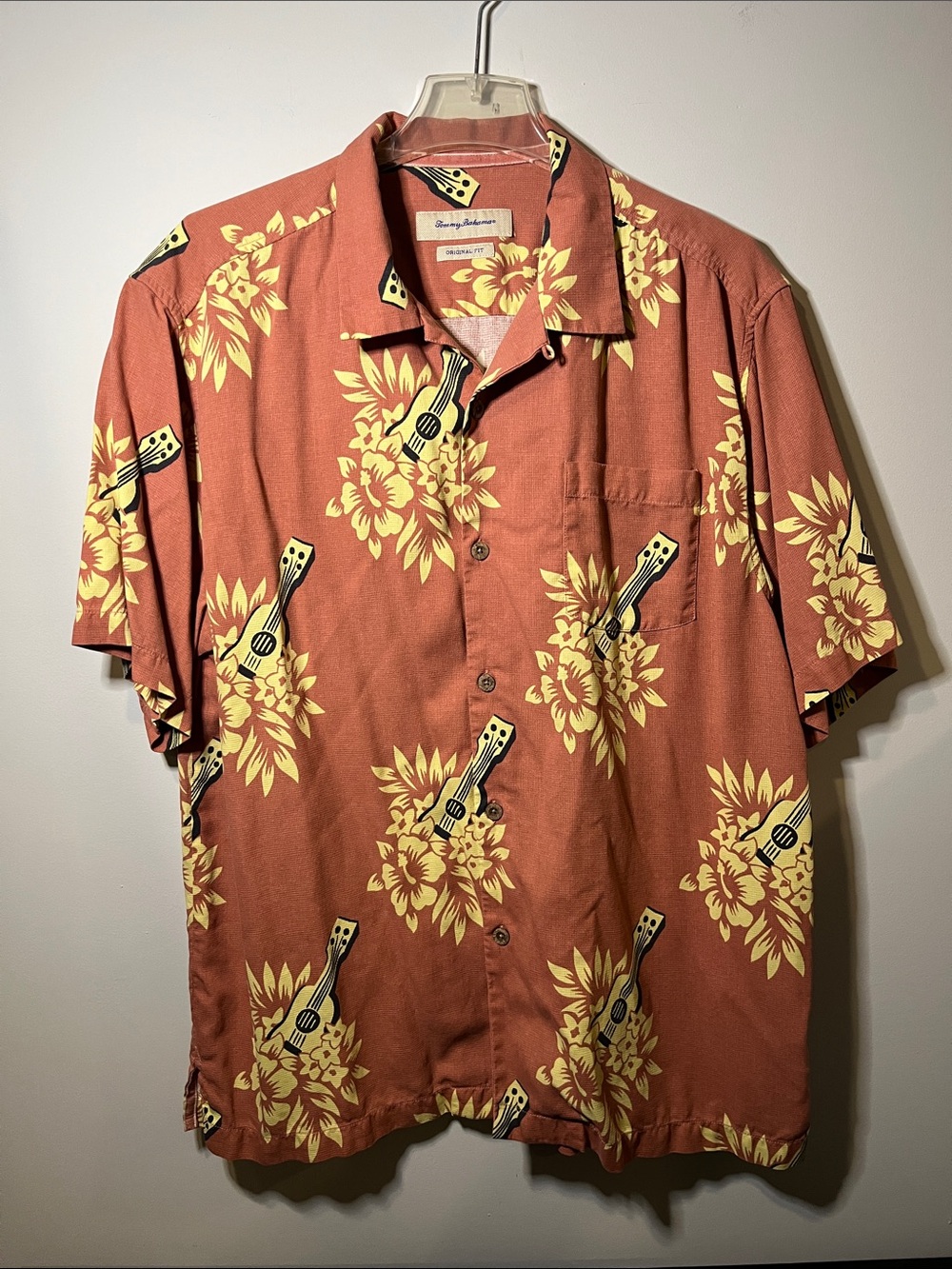 Tommy Bahama Rust and Yellow Short-Sleeve Ukulele Floral Button-Down
